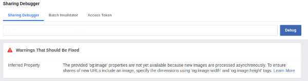 Facebook share debugger